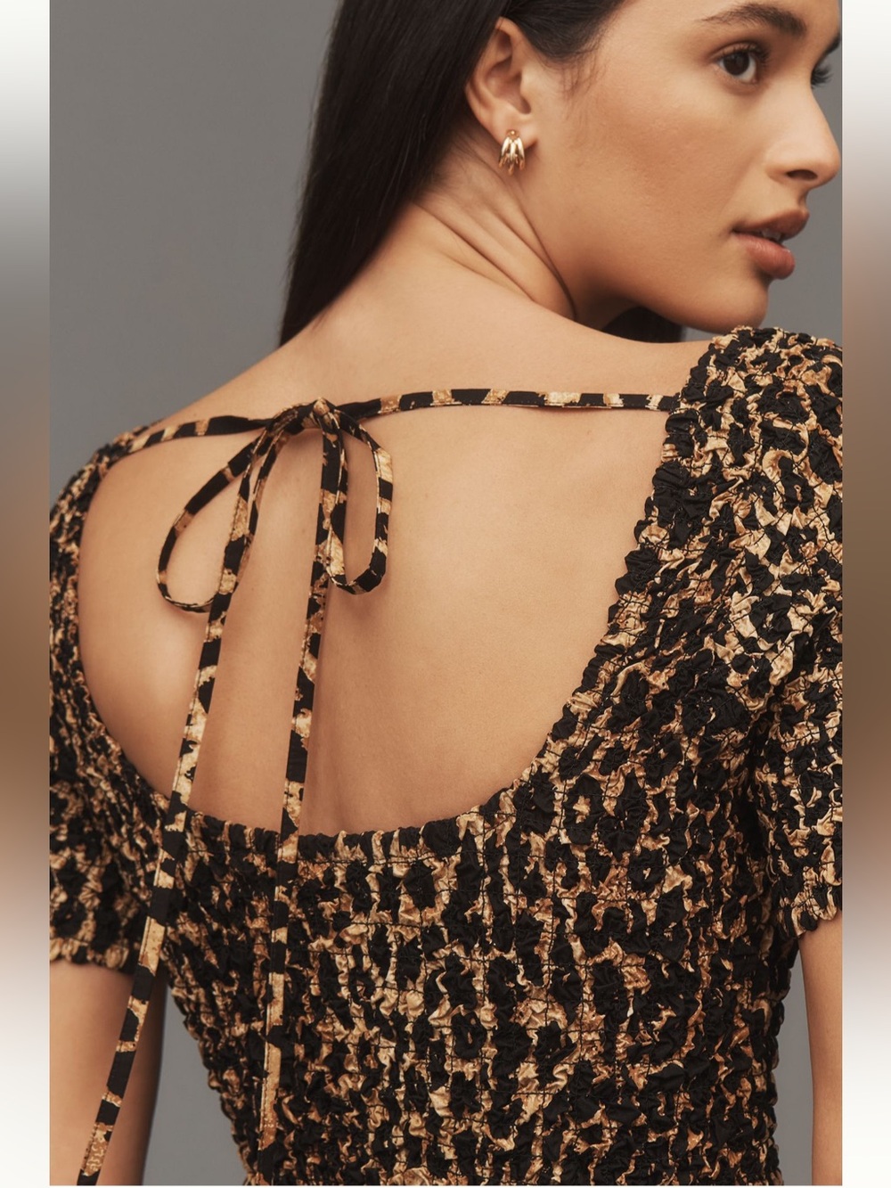 Damson Madder Malinda Smocked Animal Cheetah Midi Dress NWT Size EU 6/ US 2 - Picture 4 of 15